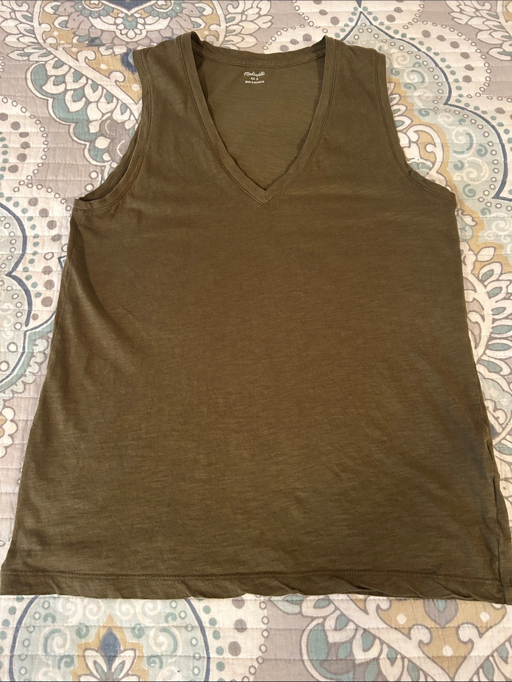 Madewell Olive Green V-Neck Tank Top